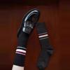 Fall/Winter Kids Wool Striped Plush Socks - College Style Athletic High-Waist Color-Contrasting Cashmere Warmth Mid-Calf Socks