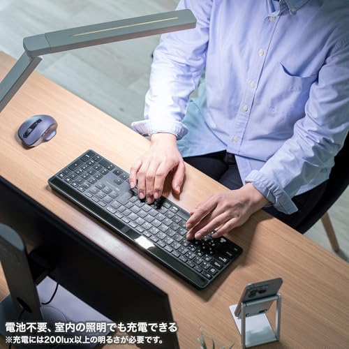 SANWA SUPPLY Solar Charging Bluetooth Keyboard SKB-BTEC1BK