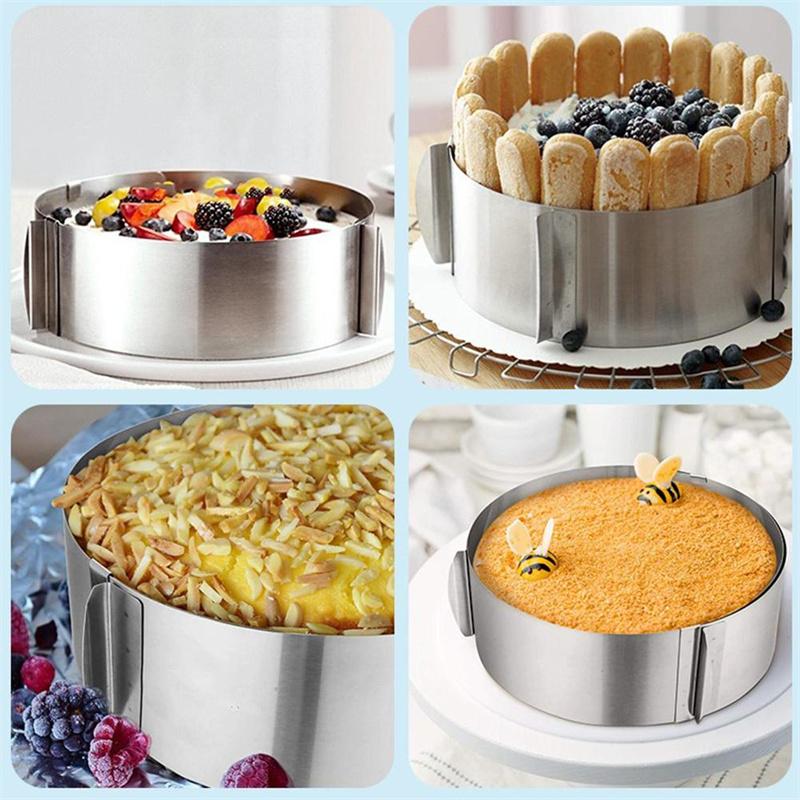 Adjustable Mousse Ring 3D Round & Square Cake Mold Stainless Steel Baking Mould Kitchen Dessert Accessories Cake Decorating Tool