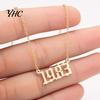 1980-2019 Birth Year Number Charm Pendant Stainless Steel Chain Necklace Jewelry