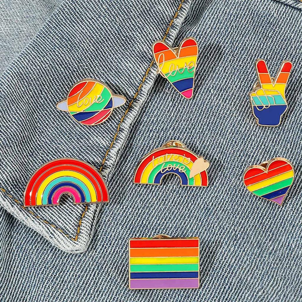 Progress Pride Pins, Pride Pins, Rainbow Enamel Pins, Rainbow Breast Pins