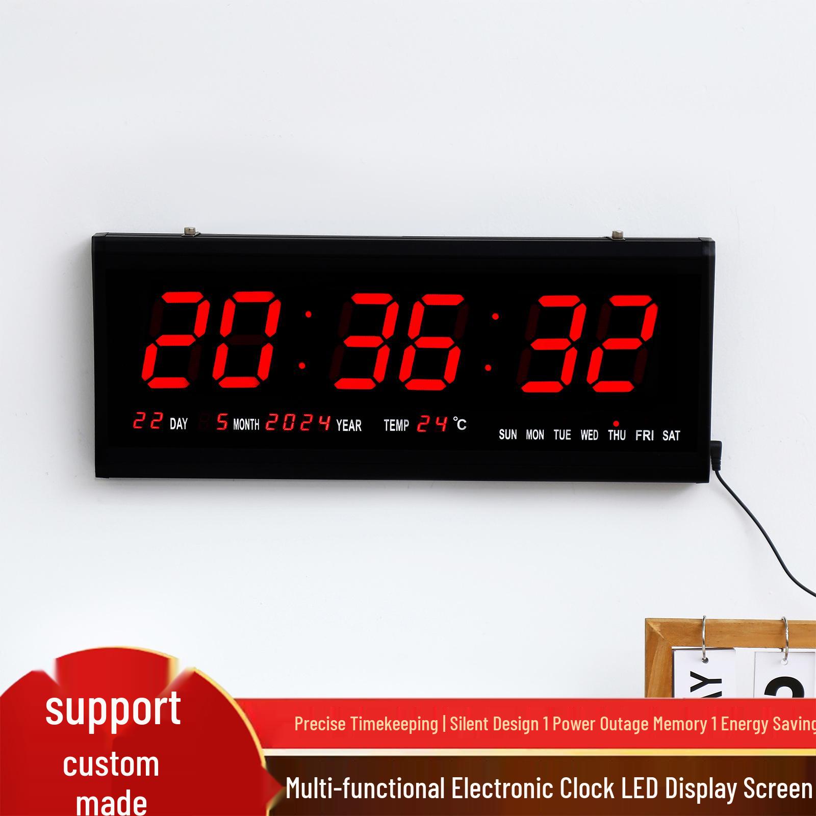 

LED Digital Wall Clock 4819: Smart Perpetual Calendar, Temperature Display Multi-functional Wall-Mounted Electronic Clock EU standard
