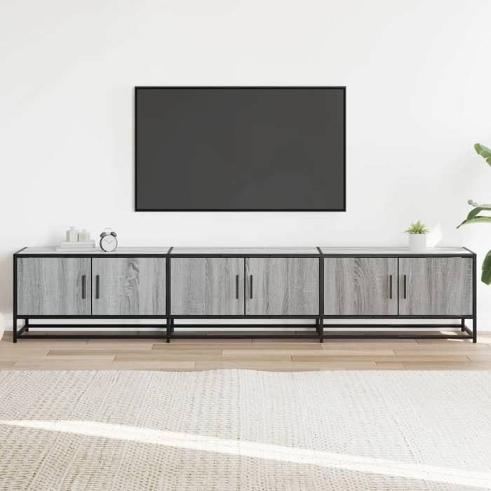 VidaXL Meuble TV sonoma gris 210x35x41 cm bois d'ingénierie, support TV, buffet TV, meuble multimédia, banc TV, meuble hifi, 3300793