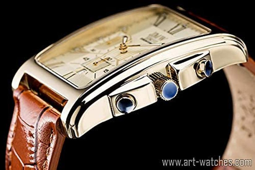 JMW TOKYO Square Gold Square Limited Seiko Quartz Leather Genuine Simple Popular for Day Gift to 300 pieces Men's Watch, & Brown, Rectangular, Men's