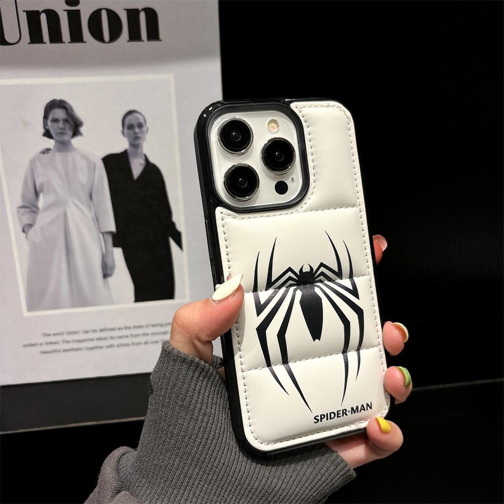 Red Spider Puffer Phone Case Man Black and White 3D Shockproof Phone Covers for iPhone 16 15 14 13 12 11 Pro Max Case for Sons