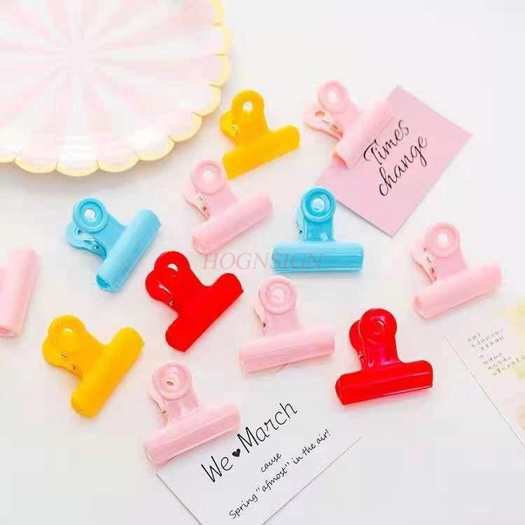 6pcs Clip Small Fresh Color Plastic Clip Multi functional Cute Book  Clip Long Tail Ticket Clip Student Exam Paper