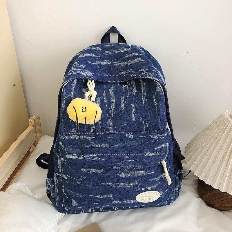 

Школьный рюкзак, рюкзак высокой ценности, ретро рюкзак из выбеленного денима, корейский ins стиль, студенческий стиль, рюкзак для учеников средней школы, легкий школьный рюкзак