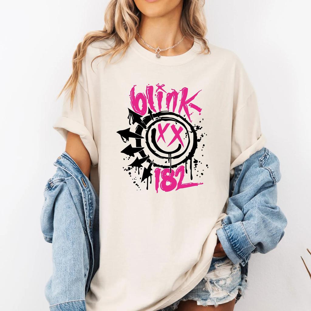 2026 Estate Donna Vintage Blink 182 T-Shirt Cotone e Traspirante Manica Corta Streetwear Oversize Larga Casual