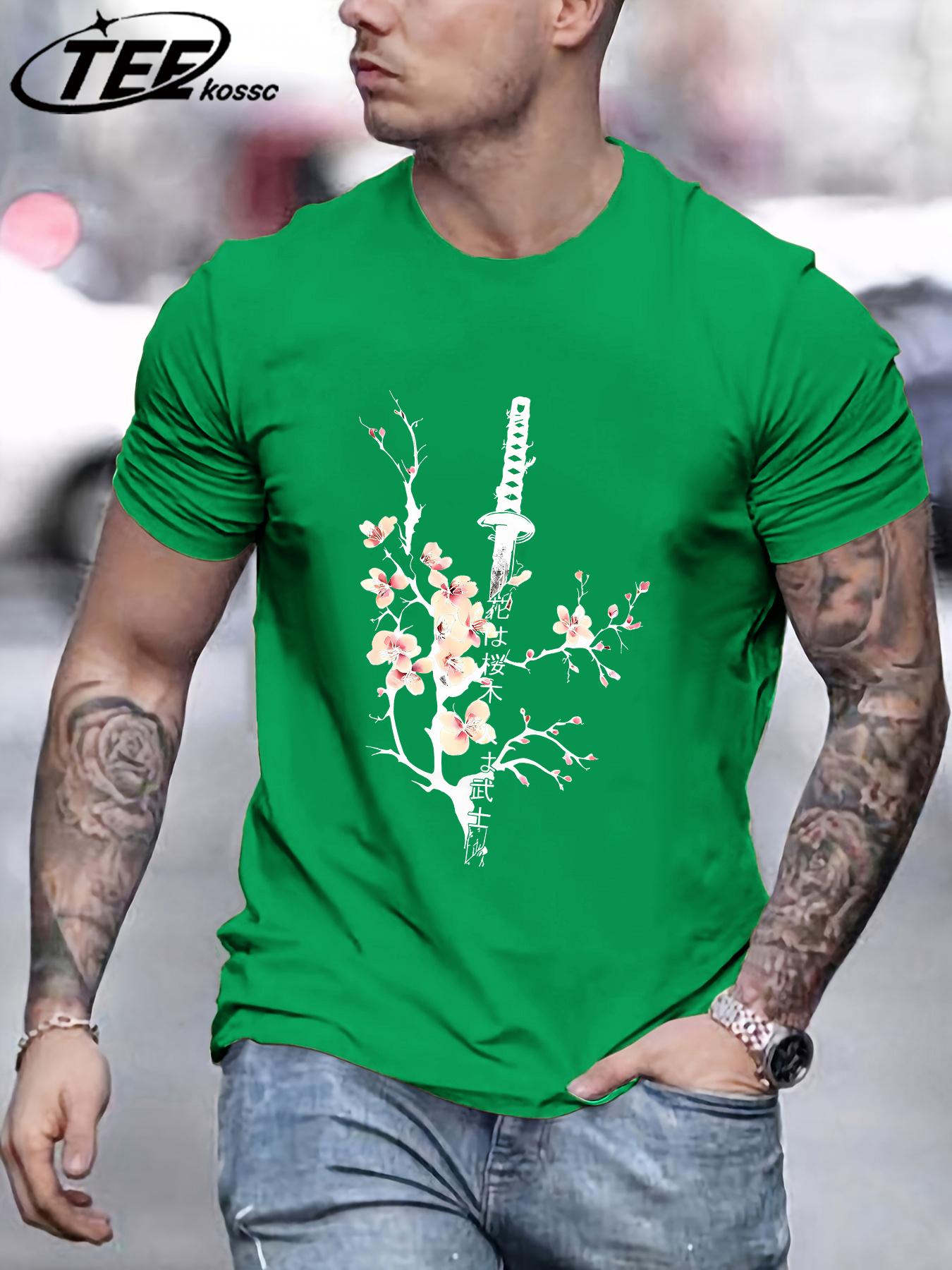 

Japanese In Cherry Blossoms Creative Retro Men TShirts Loose Cotton T Shirt Trendy Summer Tee Unisex Fashion Sports Clothes 3XL