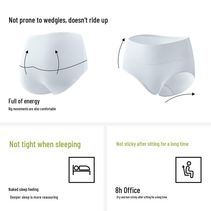 Runwei 4-Pack 10A Antibacterial 100% Cotton Mid-Waist Women's Briefs