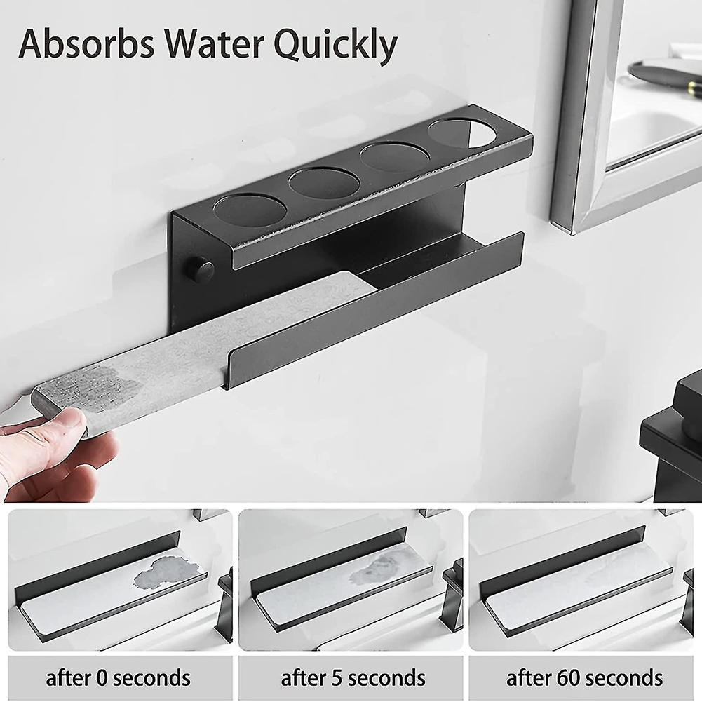 Wall Mounted Electric Toothbrush Holder with Four Compartments and Diatomaceous Earth Base for Bathroom Organization