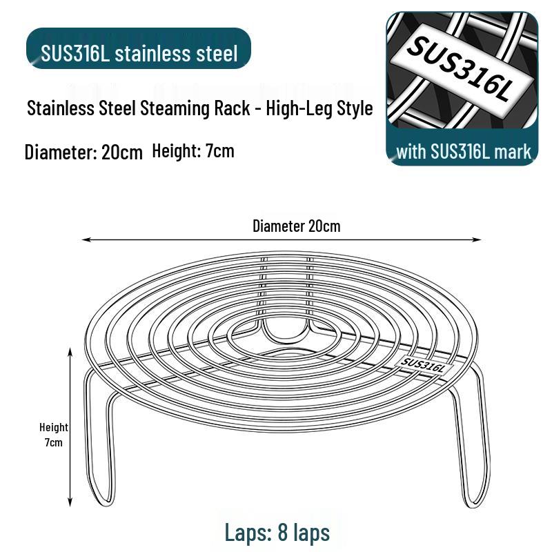 316 Stainless Steel Steamer Rack for Buns and Vegetables - Pressure Cooker Tray & Water Bath Separator
