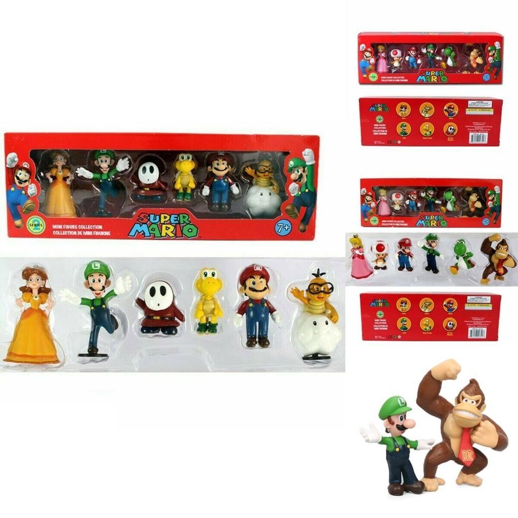 Sechsteiliges Super Mario Bros Actionfiguren-Spielzeugset mit Luigi, Yoshi und Pilz-Sammelfiguren für Kinder