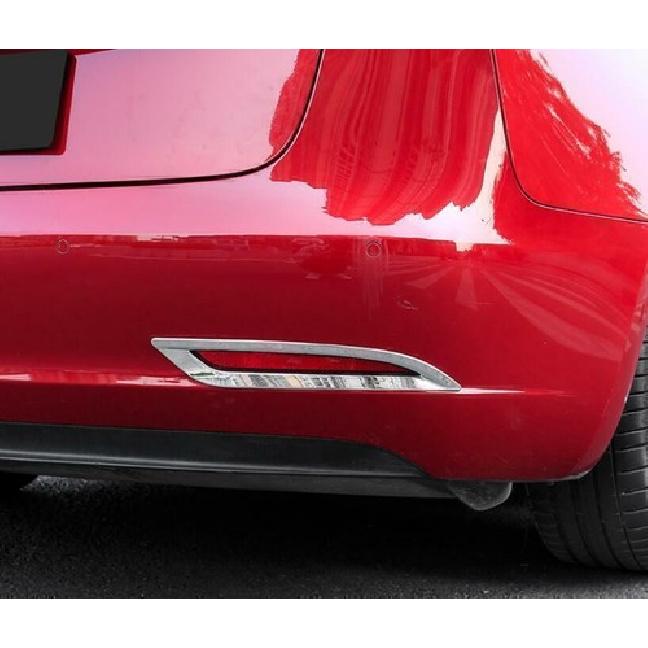 For Tesla Model 3 2017-2023 ABS Chrome Rear Bumper Fog Light Lamp Cover Trim 2pc