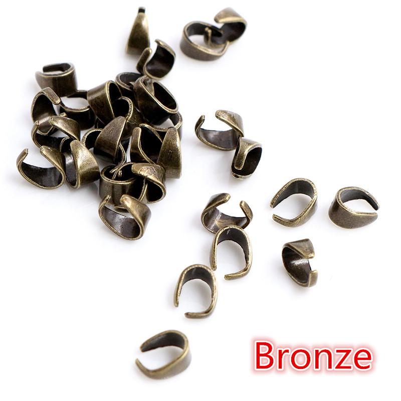 

50pcs/lot Stianless Iron Pendant Clips Pinch Bail Clasps Buckle Charm Necklace Hook Connector For DIY Jewelry Making Cameo Tray 9x6x4mm бронзовый