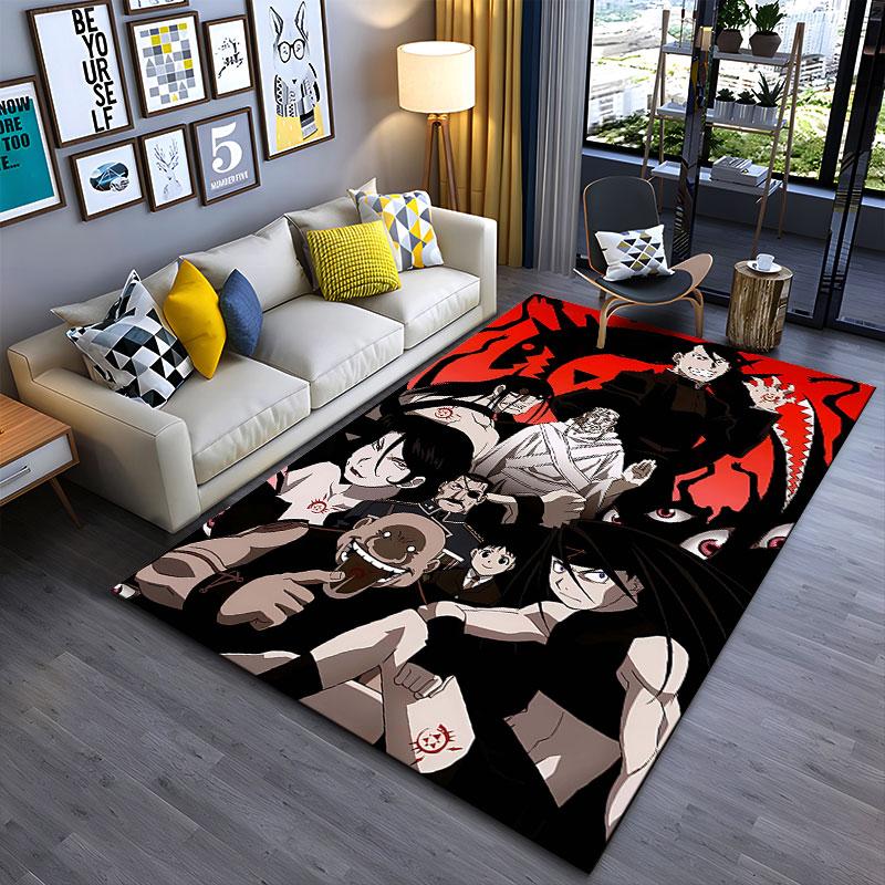 Anime Inspired Red Background Carpet suitable as a non-slip mat for the living room or bedroom sofa