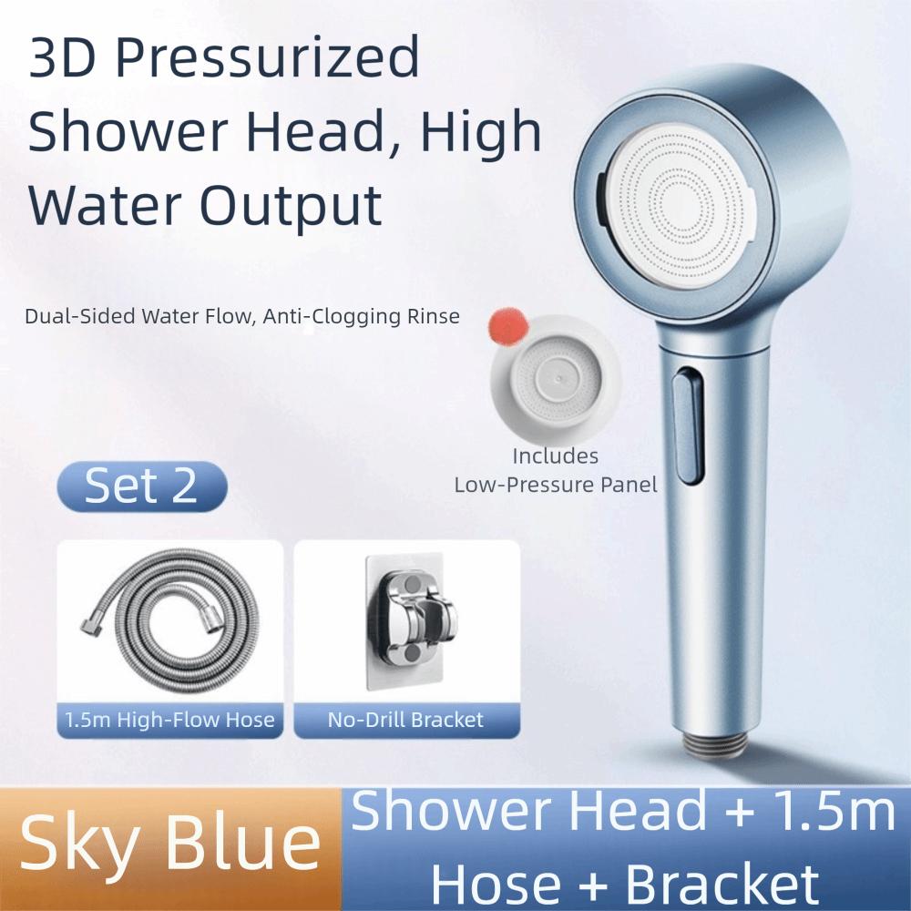 Detachable Handheld Shower Head 3-Speed Adjustable Anti Blocking High Pressure Shower Large Flow Rainfall