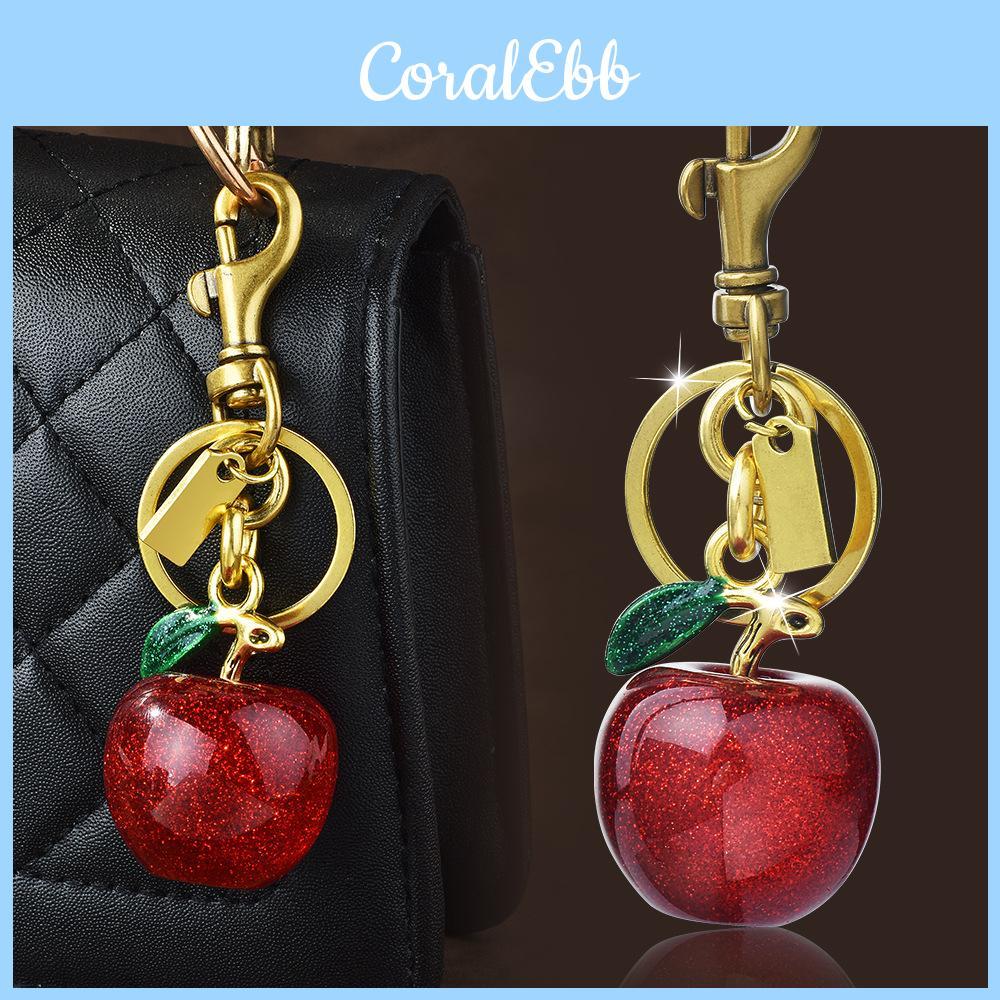 Apple Fruit Pendant Keychain With Electroplated Metal For Stylish Bag Accessories