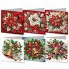 6Pcs/Set 2D Flat DIY Diamond Painting Greeting Card Kit Rhinestone Decorated Flower Pattern Diamond Painting Greeting Cards