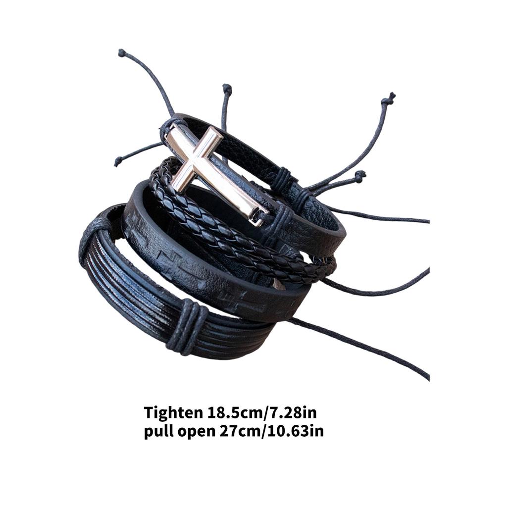 4Peces Multifuntional Leather Bracelet Fashion Wristband Adjustable Bracelet Suitable for Parties and Casual Outings