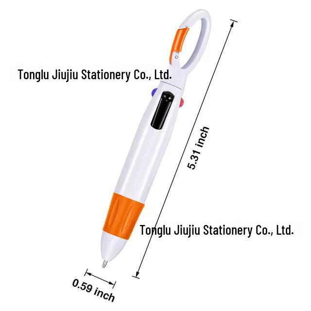 Four-Color Mountaineering Buckle Ballpoint Pen: Portable Pocket Pen with Custom Logo for Promotional Gifts.