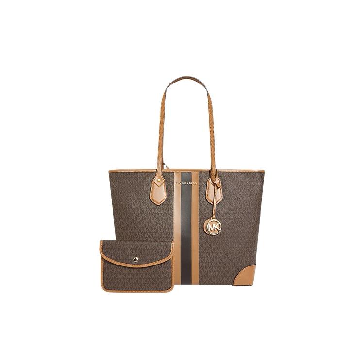 New MICHAEL KORS Eva Canvas Tote Bag Shopping Bag Handbag Women's Apple Brown 30T9GV0T7B-252