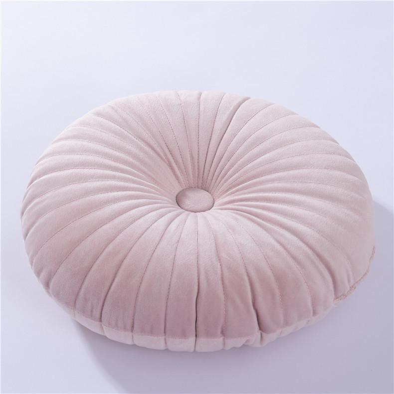 Nordic Quilted Pumpkin Throw Pillow - Solid Color Round Cushion for Living Room & Bay Window