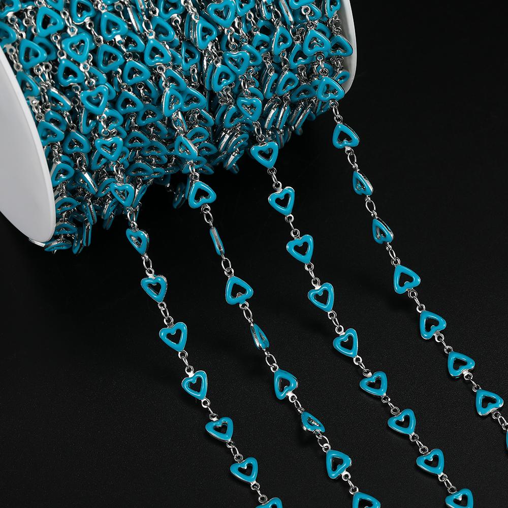 1m Copper Colorful Hollow Heart-Shaped Chain Enamel Love Chain for DIY Bracelet Necklace Waist Chain Jewelry Making Chain