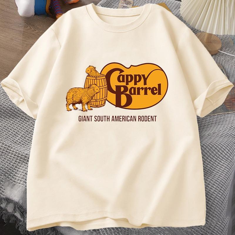 Cappy Barrel Capybara Tshirt Unisex Summer Cotton Short Sleeve Casual Graphic Tee Shirt Women Clothes Streetwear 90s T Shirts Top