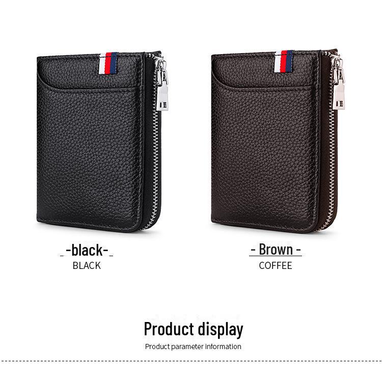 2023 Men's RFID Leather Wallet - Short, Anti-Theft, Cowhide Card Holder, Driver's License Wallet