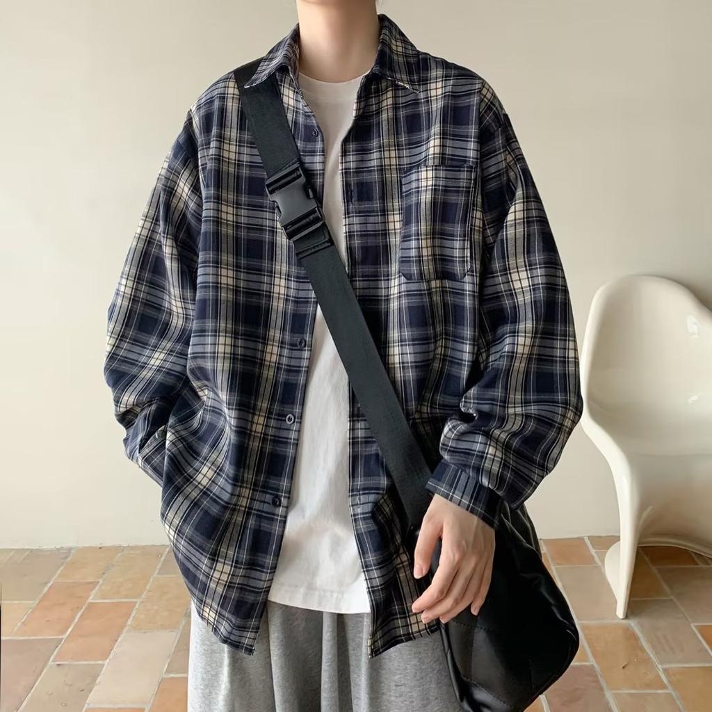 Japanese Retro Checkered Shirt/loose Casual High-end Men's Shirt Jacket