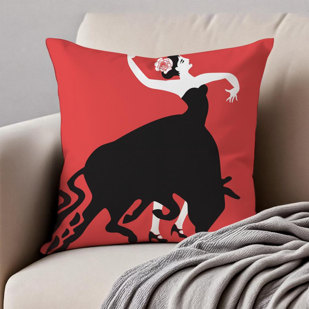 Spanish Running of the Bulls Cushion Cover Pillowcase Antidustmite Invisible Zipper Short Plush Sofa Cushion