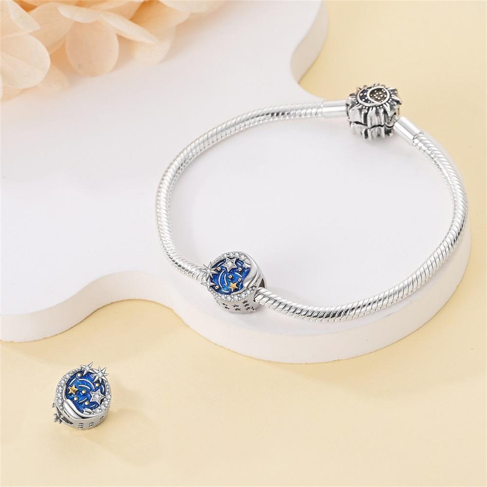 Charms Original Copper Starry Sky Beads Fit Bracelet Women Jewelry Diy Fine Gift