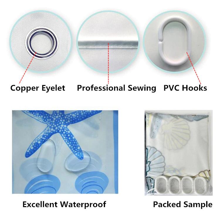 Nautical Navy Blue Anchor Wheel Rope Lighthouse Shower Curtain Set for