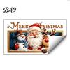 Decorative Window Clings for Holidays Christmas Wall Stickers, Santa Claus Reindeer And Snowman Decals with Photo Frame PVC Stickers Design, Removable