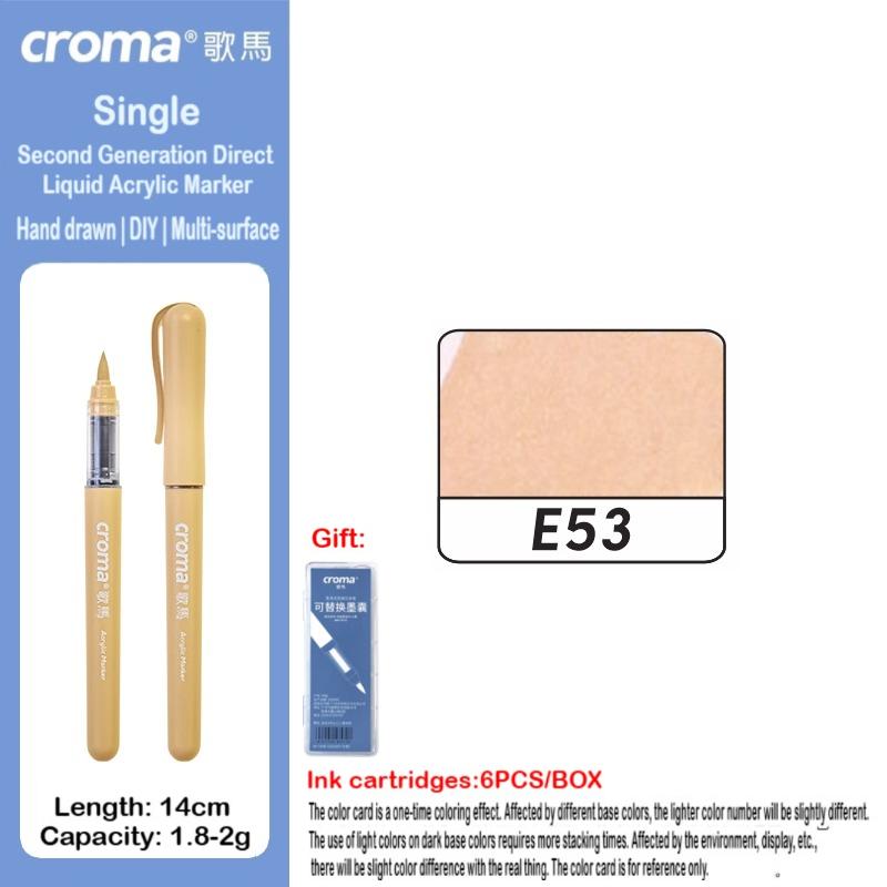 Croma 160/1 Farben Nachfüllbares Direktflüssig-Acrylmarker-Set mit Weicher Spitze, Waschbarer Aquarellpinsel Schulausstattung