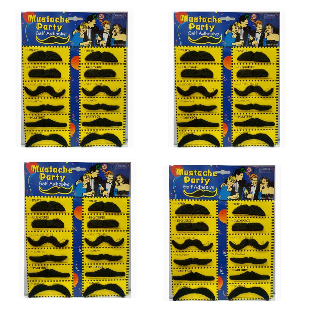 48pcs Self Adhesive Mustache Fake Beard Mustaches Mexican Fiesta Party Supplies Halloween Costume Fake Mustaches Sticker