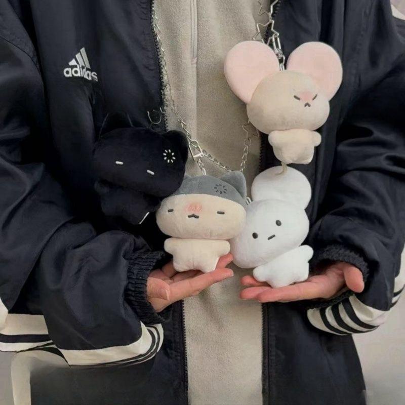 Cute Plush Cat Doll Keychain Girl Backpack Decoration Pendant Fluffy Soft Stuffed Cat Toy Bag Keyring Charm Accessories Gift