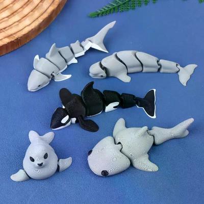 3D Printed Small Animal Joint Flexible Simulation Shark, Killer Whale Ornament Home Decoration Perfect Gift For Friends Family