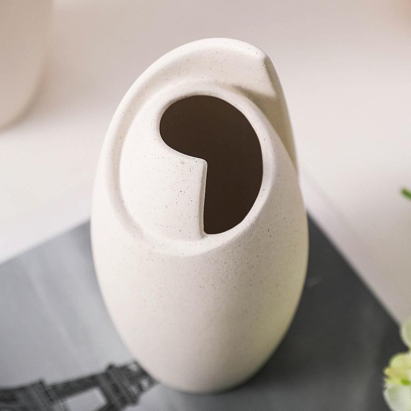 Nordic Ceramic Plain Fired Minimalist Vase, Home Dining Table Living Room Bedroom, Office, Tabletop Decoration, Flower Ware, 1Pc
