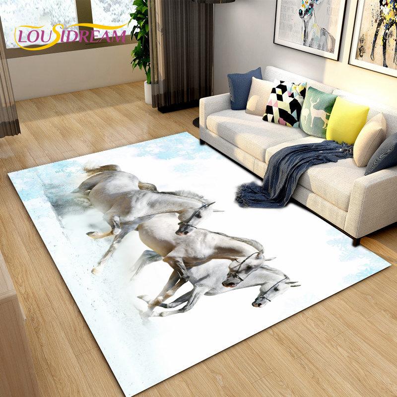 3D Animal Pentium Horse Area Rug,Carpet Rug for Living Room Children's Room Decoration,Kids Play Crawling Non-slip Floor Mat