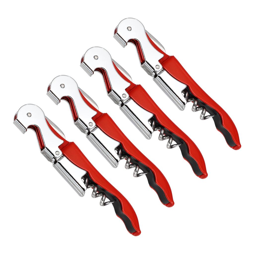 2/4 Stück Professioneller Kellnerkorkenzieher Edelstahl-Weinschlüssel mit ergonomischem Holzgriff Bierflaschenöffner und Folienabschneider