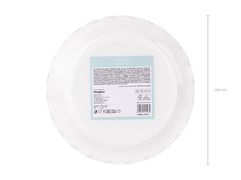 Partydeco Talerzyki Papierowe Wieloryby 18 Cm / 6 Szt