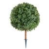 Artificial Topiary Boxwood Trees with Ground Spike, 2 Set 686mm Faux Shrubs & Bushes Potted Plants, Fake Silk Tree Look Real for Decor Front Porch