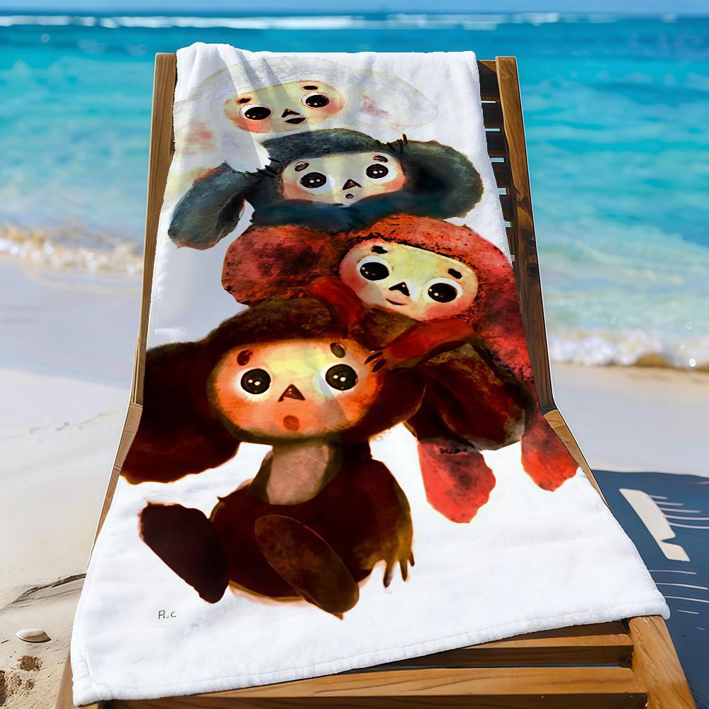 Cartoon Cheburashka Cute Towel Sports Quick Dry Travel Camping Gear Sandproof Soft Light Large Beach Towel