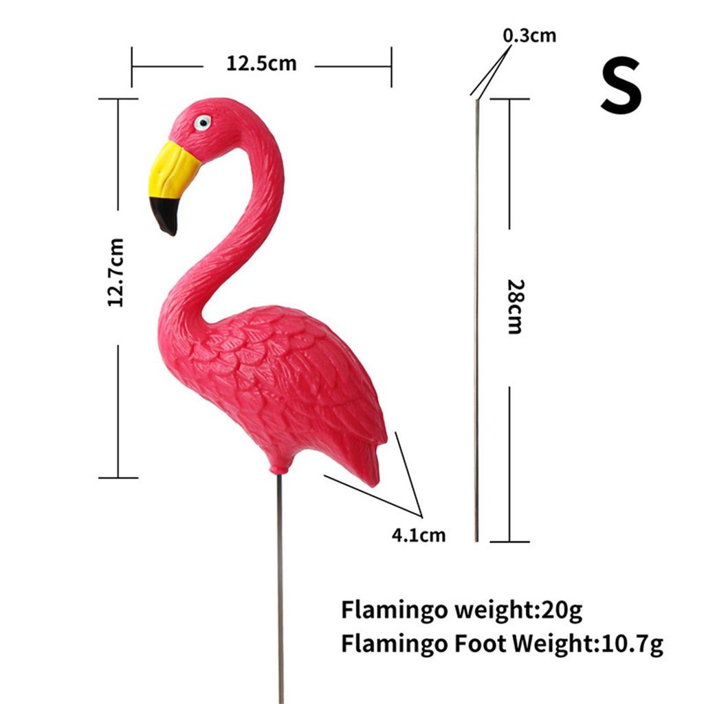 Bird Statue Figurine, Yard Art Ornament Cake Topper Decoration Flamingo Garden Stake Sculpture for Flowerpot Holiday Planter