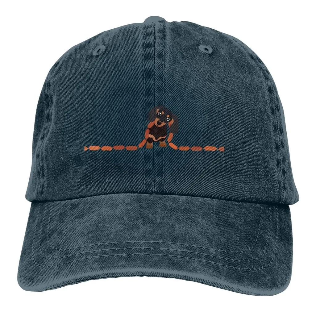 Dachshund Cute Dog Lovers Denim Washed Mens Baseball Cap Trucker Snapback Caps Dad Hat Golf Hats One Size