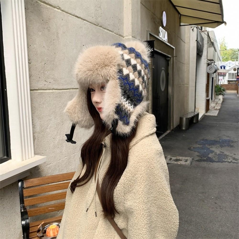Chapeau à Oreillettes Thermique Coupe-vent Chapeau en Fausse Fourrure Tendance Bonnet Chaud d'Hiver Activités Extérieures Hivernales