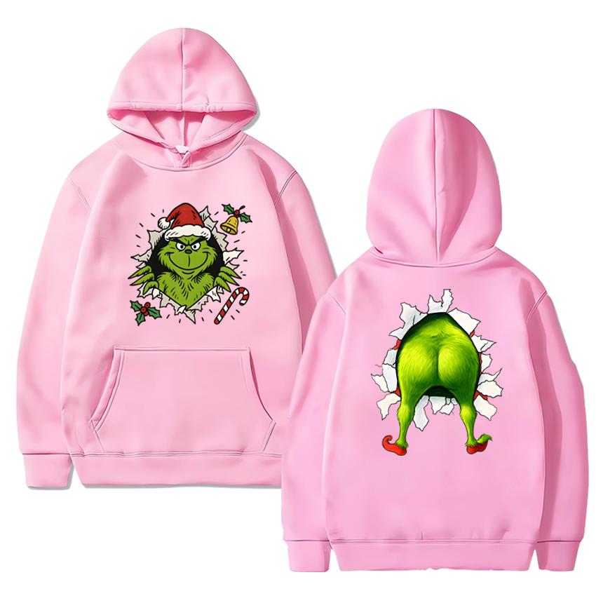 Funny Humor Grinch Christmas Hoodie Unisex Holiday Cute Green Movie Print Pullover 2025 Men Women Fleece Long Sleeve Sweatshirt