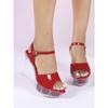Versatile Wedge Heel Sandals Women's Summer New Sexy Crystal Transparent High Heels Heel Wedge Heel Sandals LFD-1108-4